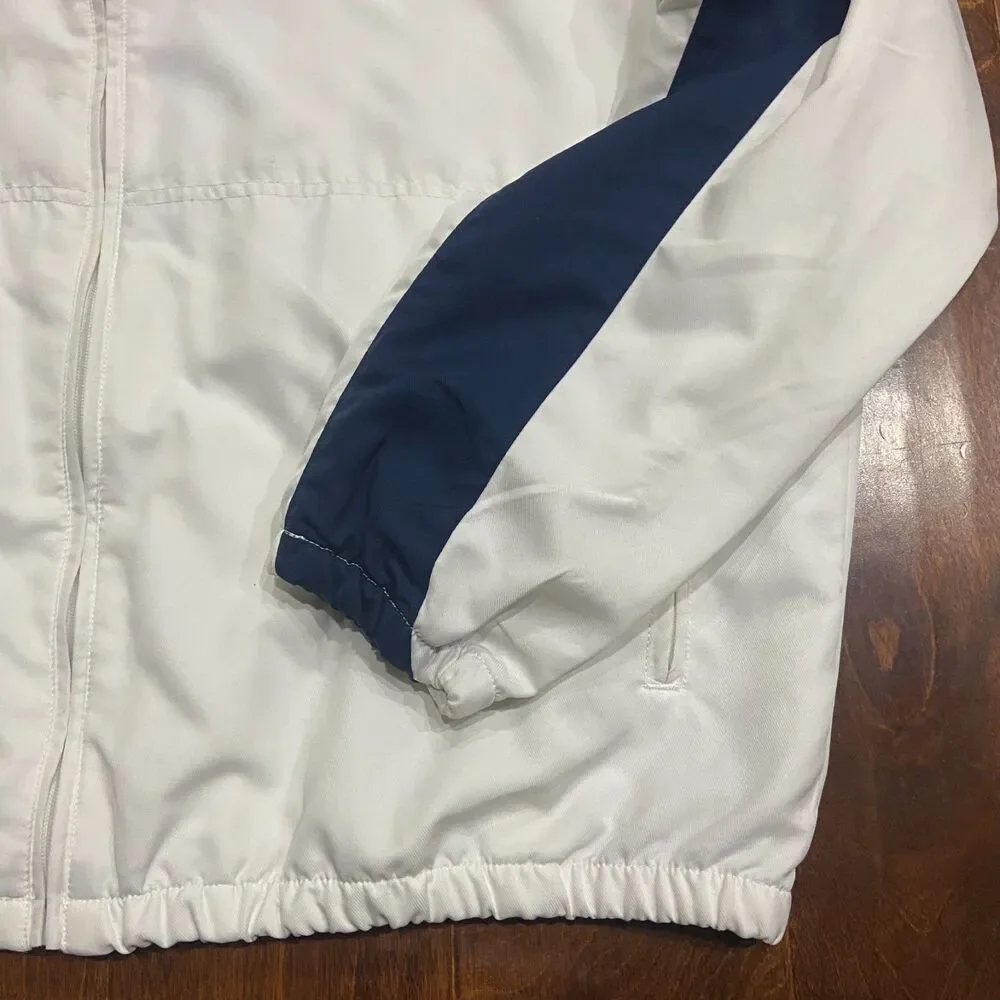 Reebok Athletic Vintage Y2K Full Zip White Navy Windbreaker Jacket Men's Size XL